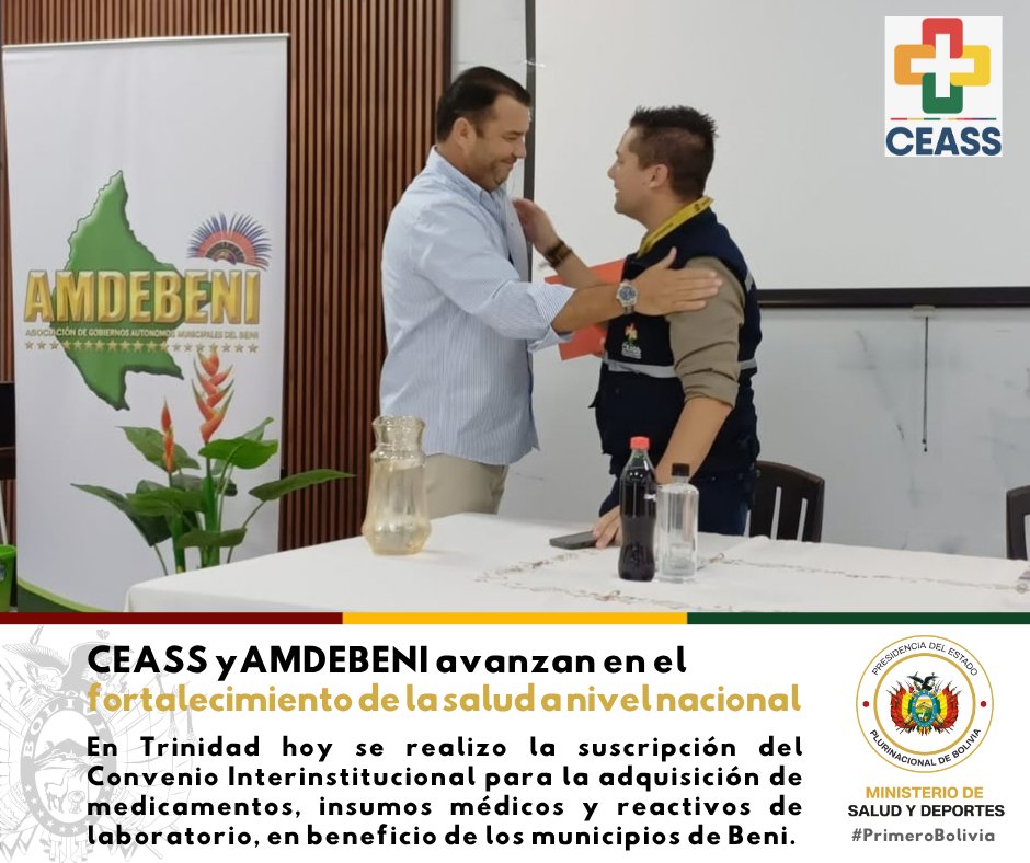 CeassBolivia's tweet photo. CEASS y AMDEBENI fortalecen alianzas para impulsar la salud en el Beni🇧🇴
Este importante acuerdo representa un paso en la construcción de alianzas estratégicas que permiten acercar soluciones y fortalecer la capacidad de respuesta del sistema de salud en los municipios del Beni. https://t.co/9Ieg7ibana