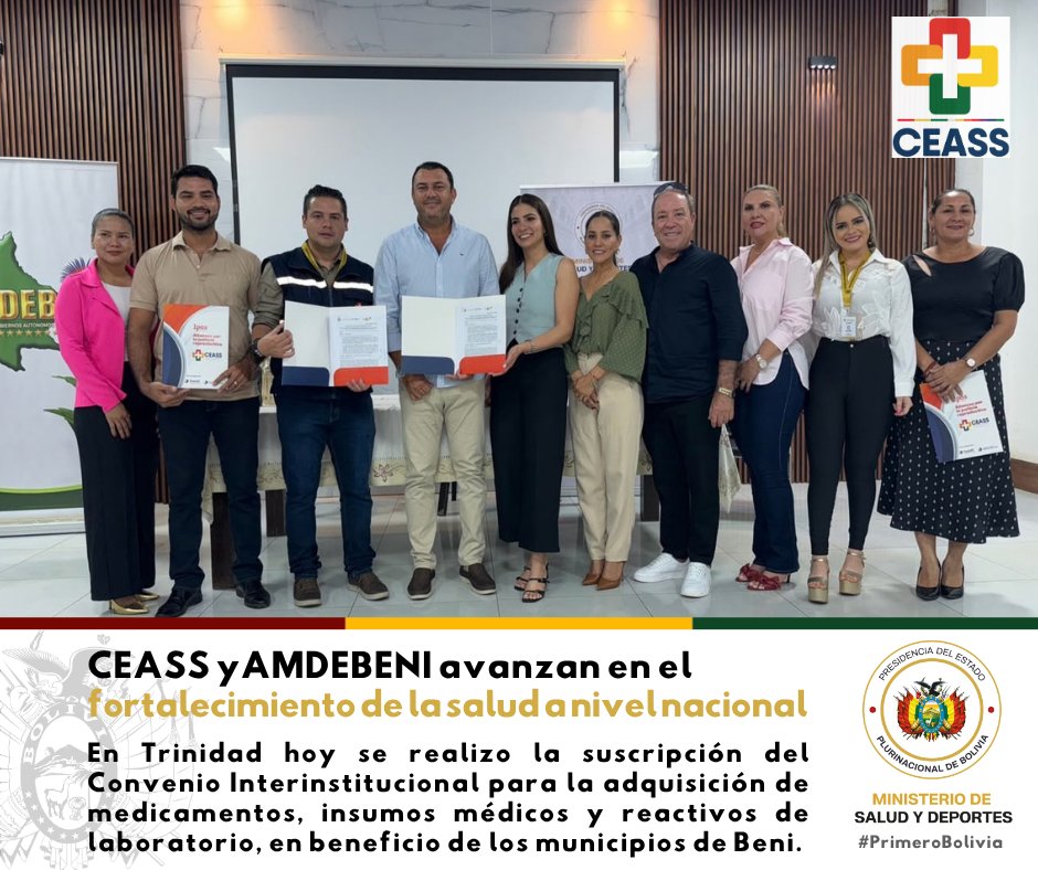 CeassBolivia's tweet photo. CEASS y AMDEBENI fortalecen alianzas para impulsar la salud en el Beni🇧🇴
Este importante acuerdo representa un paso en la construcción de alianzas estratégicas que permiten acercar soluciones y fortalecer la capacidad de respuesta del sistema de salud en los municipios del Beni. https://t.co/9Ieg7ibana