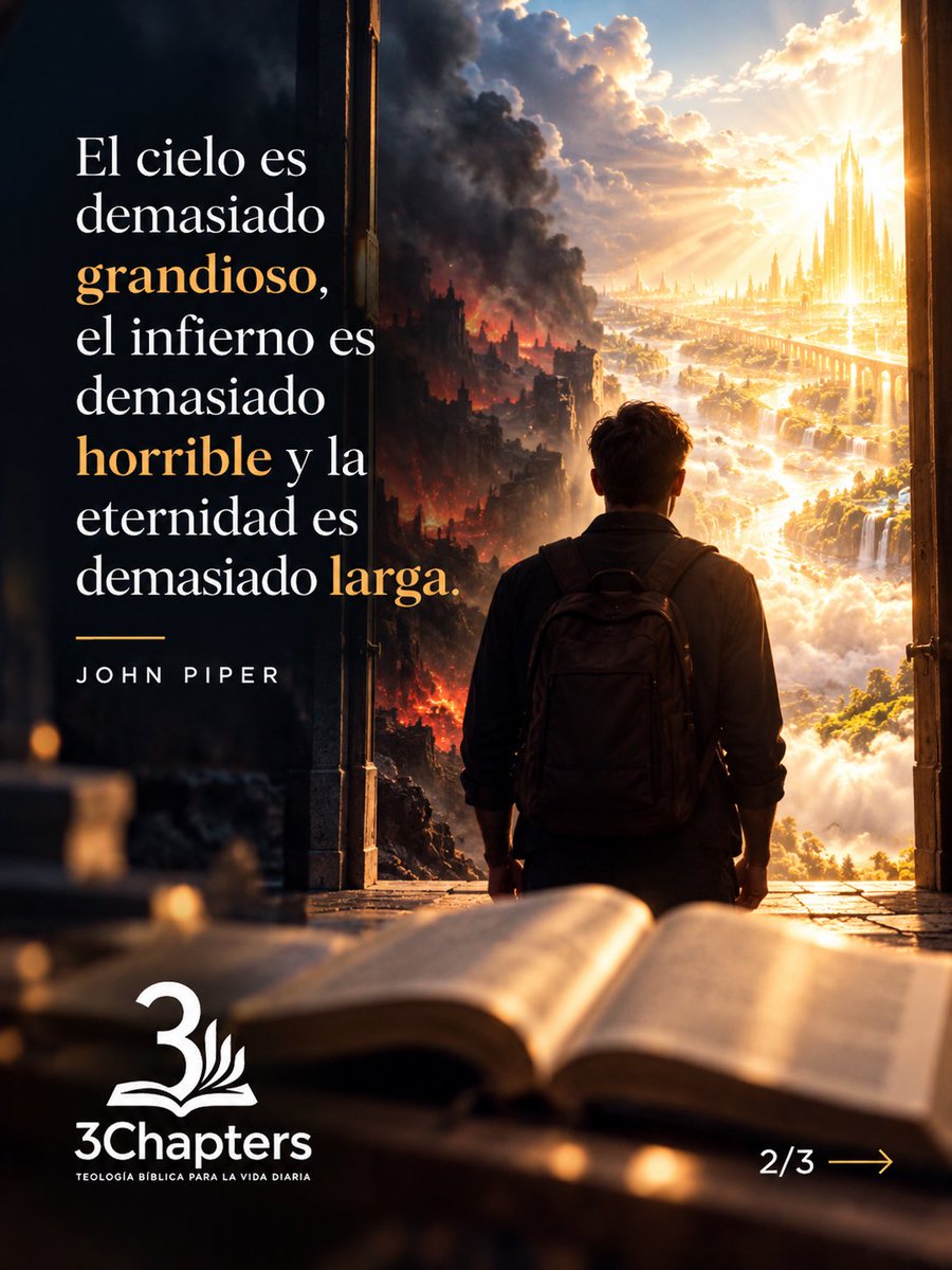3Chapters1C1558's tweet photo. “La vida es demasiado corta, demasiado preciosa y demasiado dolorosa como para desperdiciarla en burbujas mundanas que estallan. El cielo es demasiado grandioso, el infierno es demasiado horrible y la eternidad es demasiado larga como para quedarnos holgazaneando en el umbral de la eternidad.”

John Piper

#CitasCitables #JohnPiper #3Chapters