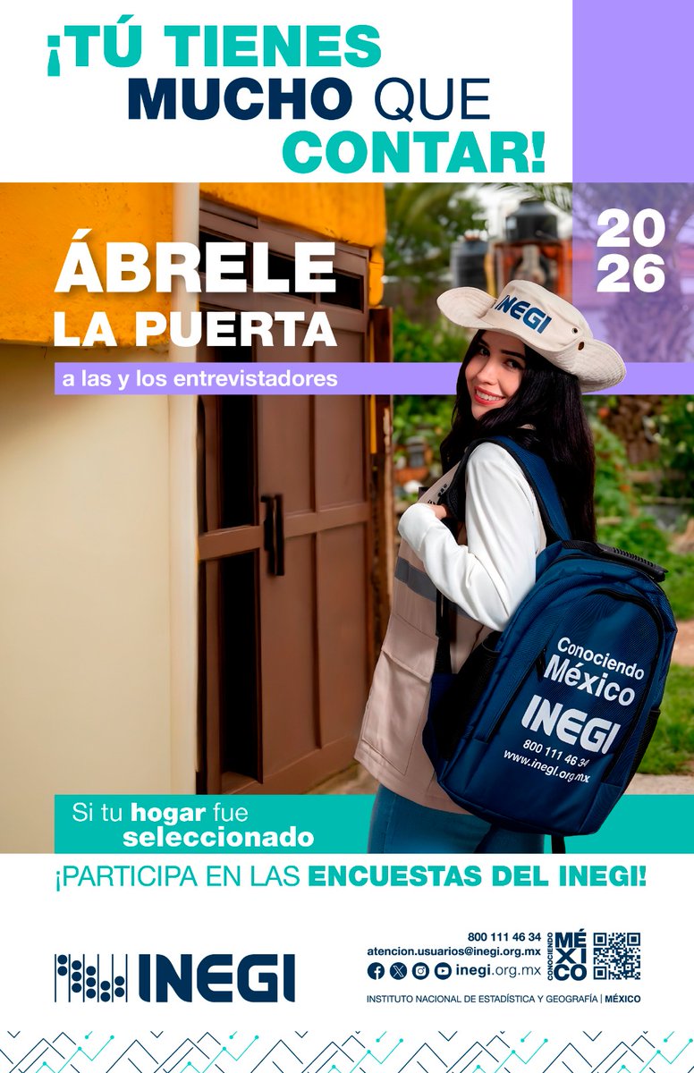 notigramdgo's tweet photo. 🗓️ Durante todo el año, el #INEGI realiza diferentes proyectos para el levantamiento de información estadística y geográfica. 
🏠Si tu hogar fue seleccionado, ábrele la puerta a las y los entrevistadores ¡Participa en las encuestas del INEGI! Consulta los operativos vigentes  
Entra a: 🔗 https://t.co/QLK4o727ZC