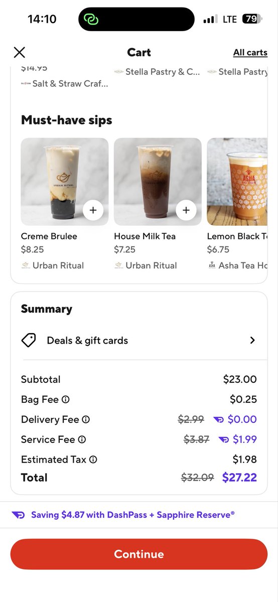 __plotnikova's tweet photo. hey @DoorDash- happened to notice while ordering food that the total was almost identical on two accounts, one with DashPass and one without. the promised savings seem pretty misleading 🤔 https://t.co/Wk1RELmdjN