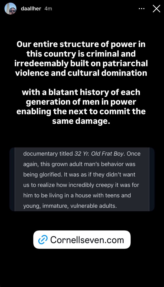 postanicrave's tweet photo. Dalton encourages people to understand what is currently happening with the civil suit at Cornell and to take action.  

📸: daallher on Instagram story. https://t.co/m5QPRbXGB0