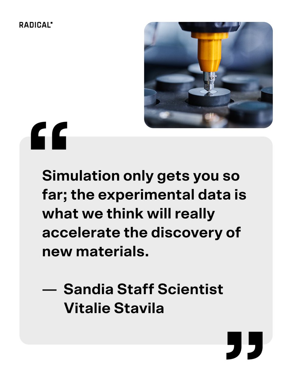 josephfkrause's tweet photo. Radical's self-driving labs will set a new standard for what we can achieve in science. 

Our AI-powered labs conduct physical experiments at unprecedented speed and volume. The data collected fuels each next step.

Honored to have @SandiaLabs as a Radical customer. Together, we'll discover novel materials for next-generation technology.