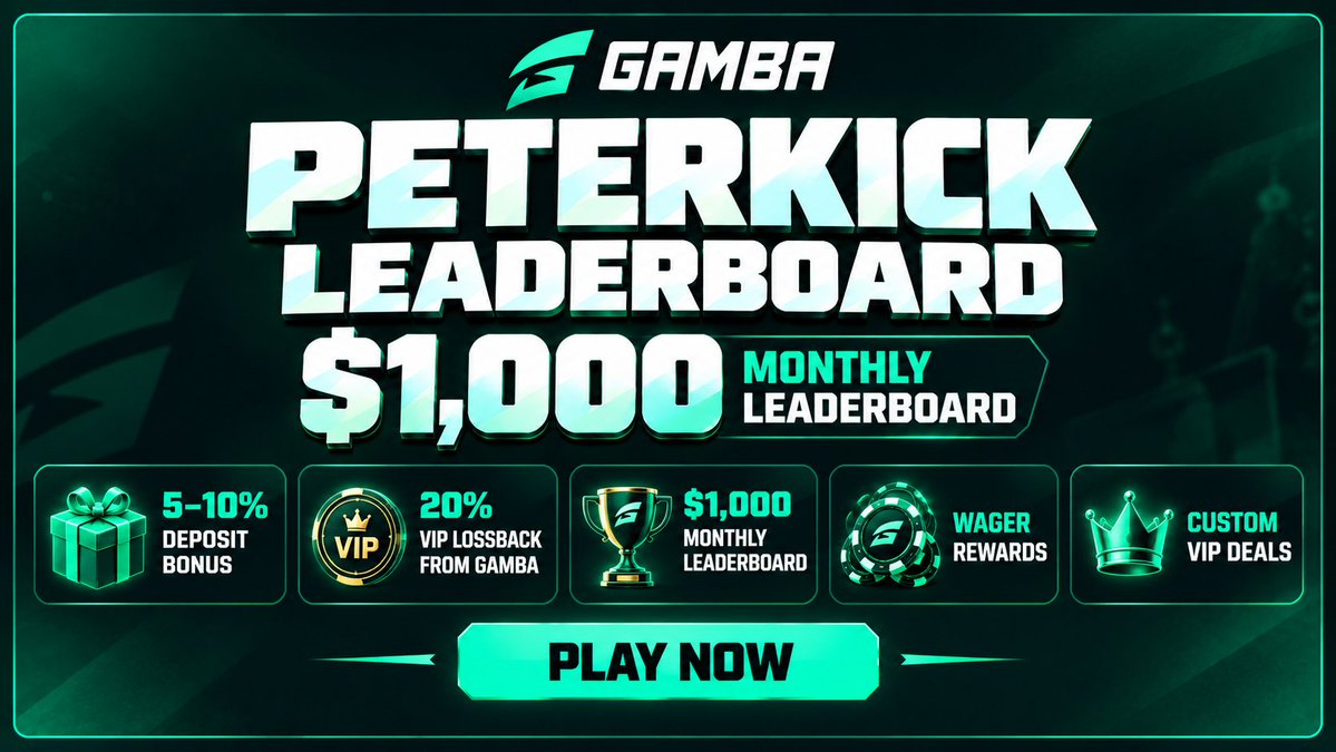 CodePeterkick's tweet photo. WE ARE OFFICIALLY WITH @gamba🤝

- 5-10% DEPOSIT BONUS
- 20% VIP LOSSBACK FROM GAMBA
- $1,000 MONTHLY LEADERBOARD
- WAGER REWARDS
- CUSTOM VIP DEALS

♻️RT N TAG A FRIEND FOR $150
⏰ROLLING IN 14 DAYS GL!

https://t.co/OH2Vgl284k https://t.co/RsqNBTZsoG