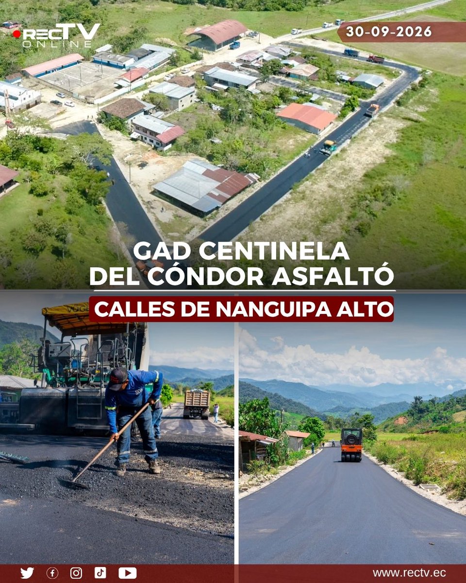 RecTVonline's tweet photo. #RecTv | El GAD Municipal de #CentineladelCóndor ejecutó el asfalto en las calles del sector Nanguipa Alto. Más información: 👉 https://t.co/P5jHt3Xx7I https://t.co/q0xrO78Q6t