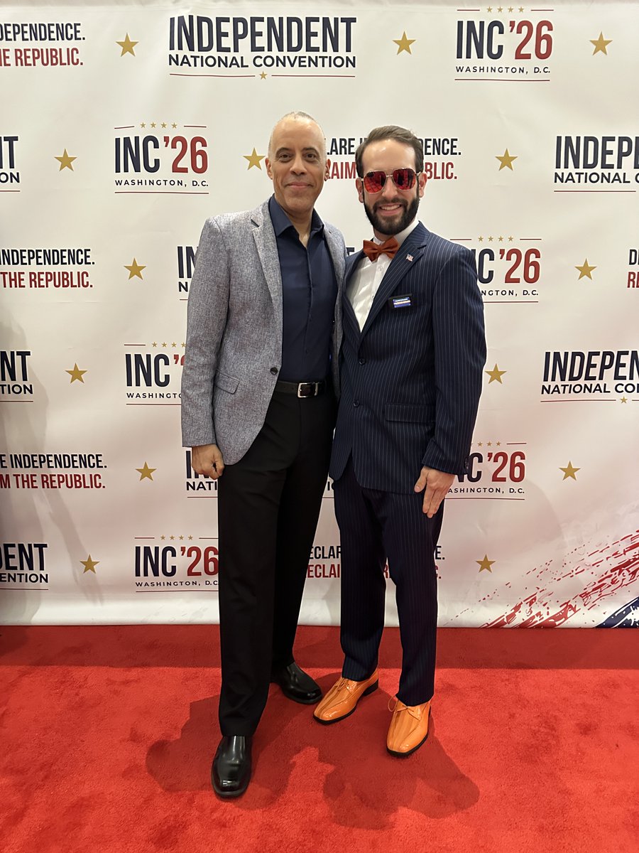 Cottingham4Ind's tweet photo. It was so great to meet my friend @LarrySharpe in person at INC '26! I enjoyed listening to him speak, catching up with him, and having him stop by our booth for @UpperLeftCenter to take the Two-Question Quiz! https://t.co/XQljN85InD