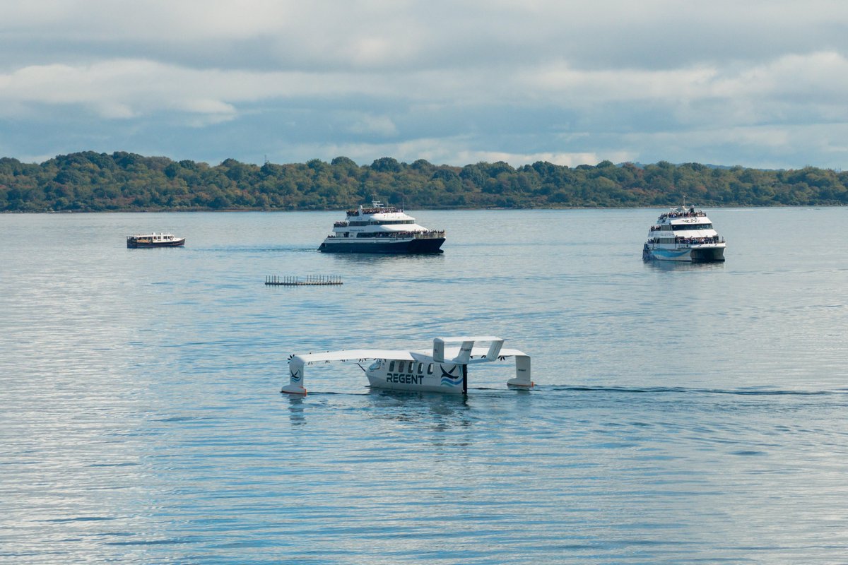 regentcraft's tweet photo. REGENT Demo Day! Today, 1 Seaglider Way officially opened its doors. 

For the first time, people outside the REGENT team watched a Viceroy Seaglider fly. More than 600 customers, investors, government officials, partners, and media boarded ferries on Narragansett Bay to see our full-scale Viceroy prototype and Squire drone float, foil, and fly. 

Then we cut the ribbon on the world's first Seaglider manufacturing facility: 255,000 square feet in Quonset Business Park, built to deliver 75 Viceroy vessels and 300 Squire drones a year at rate production and put Seagliders in customers' hands as early as late 2027. 

Guests walked the production floor, tried the simulators, stepped inside the full-scale cabin mock-up, and heard from leaders across aviation, defense, and government about where we started and what's next. 

We proved the technology and the demand. Now we build. 

Thank you to everyone who celebrated this milestone with us. The future of maritime mobility is being built in Rhode Island.