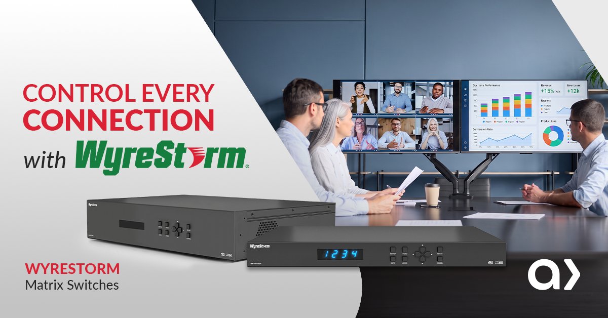 AlmoProAV's tweet photo. Route Any Source. To Any Display. With Confidence.
Managing multiple sources and displays doesn't have to be complicated.

WyreStorm Matrix Switches give Pro AV resellers and integrators the flexibility to route content where it's needed, when it's needed, all from a single, reliable platform.

Whether you're designing conference rooms, educational spaces, hospitality environments, or digital signage networks, WyreStorm helps you:
✅ Simplify AV system design
✅ Route multiple sources to multiple displays with ease
✅ Support scalable deployments across a variety of environments
✅ Deliver a seamless user experience for your customers
✅ Reduce installation complexity and save valuable project time

Pair @Wyrestorm's innovative matrix switching technology with the expertise, inventory, and support of Almo Pro AV to help your customers stay connected and your projects stay on schedule.

Contact your Almo Pro AV sales team to learn more 👉 https://t.co/rSG6nWW14t

#ProAV #AVoIP #MatrixSwitches