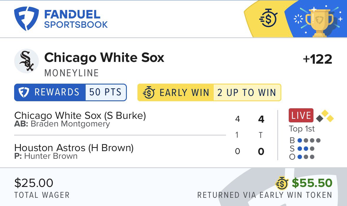 DanGambleAI's tweet photo. 💥 BANG! 💥

Early W thanks to FanDuel’s 2UP promo 🫡

Hit that ❤️ if you tailed! https://t.co/KKP6x5MK82