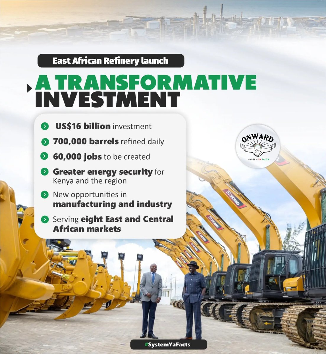 MtakatifuMike's tweet photo. The refinery can catalyse industries including fertiliser, chemicals, packaging and other businesses that depend on petroleum and petrochemical inputs...

#EARefineryLaunch 
Accelerating Industrialisation https://t.co/YGX0yhB1D0