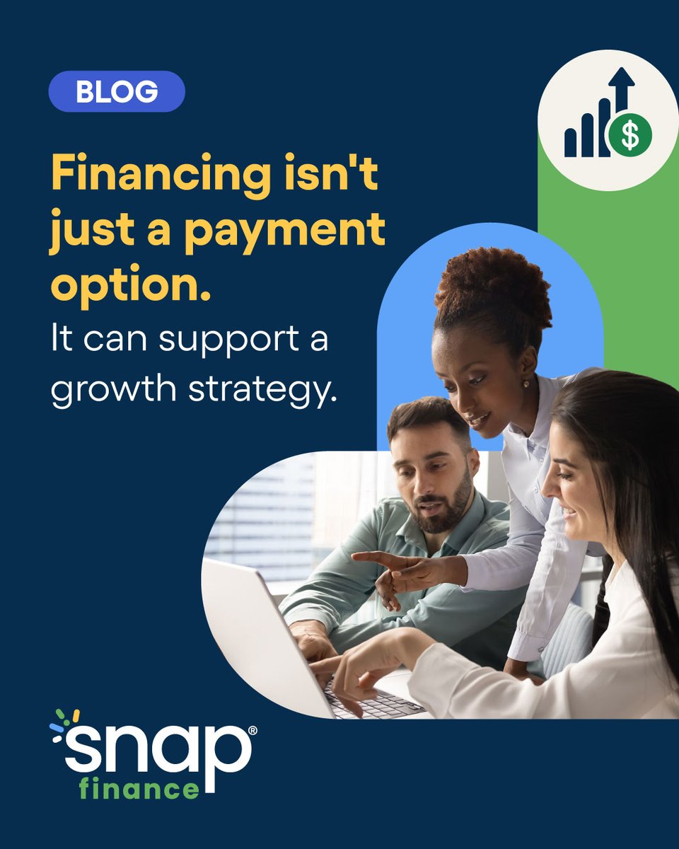 MySnapFinance's tweet photo. When traffic slows and customers become more cautious, financing may support the sales conversation. 📈

Learn how to use Snap Finance as a strategic tool to support conversion, reach more customers, and compete in a slower economy: https://t.co/Fiz8JiaVLZ https://t.co/2d2eKP1KNv