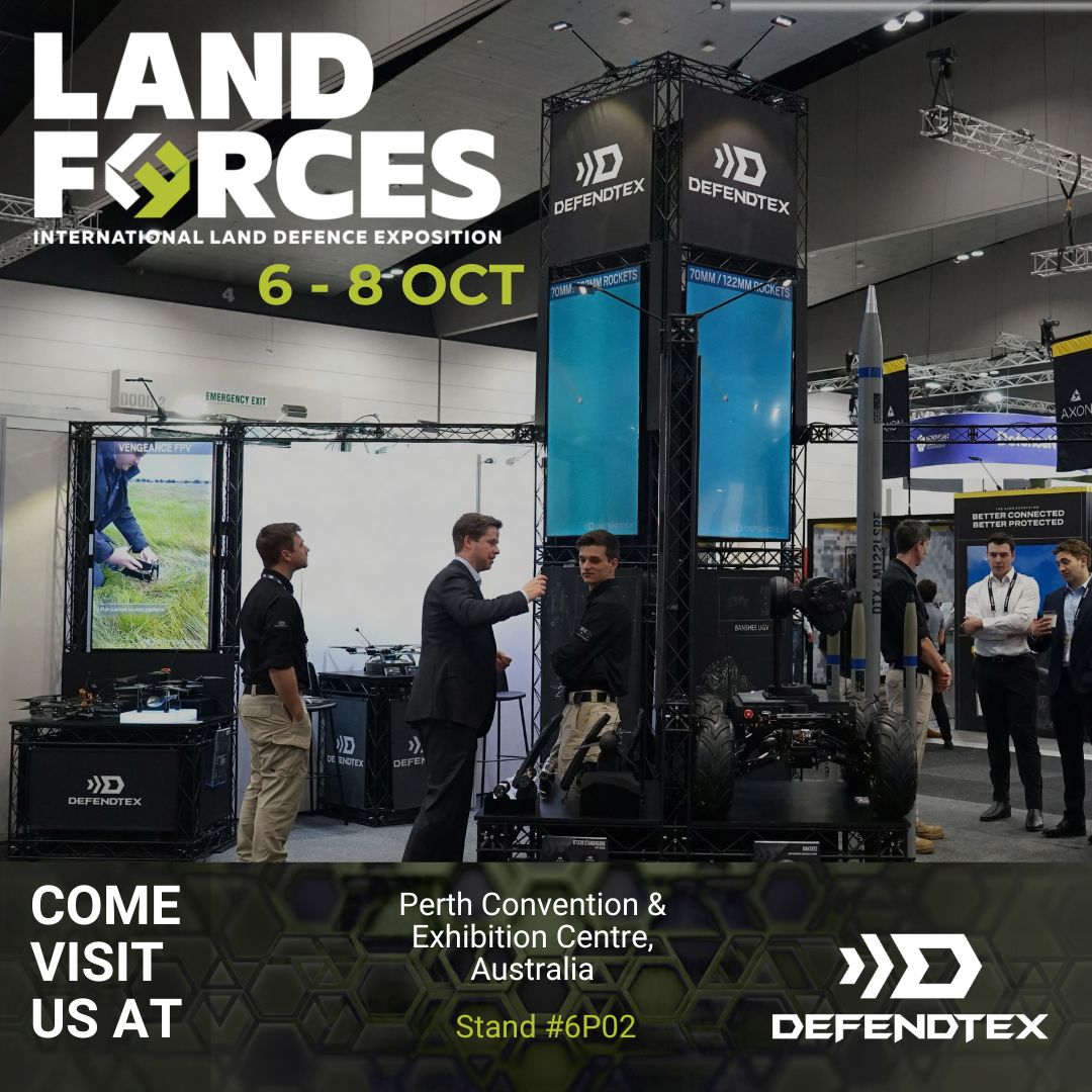 DefendTex's tweet photo. #DefendTex is exhibiting at #LandForces2026 in Perth 6-8 October. We’ll be showcasing #NightWraith, our next-generation low-cost, 1000km precision strike system. Perth Convention &amp; Exhibition Centre, Stand #6P02
#DTX #LandForces @dfat @DefenceAust  #TeamDefenceAustralia https://t.co/LIUWdnqlVi
