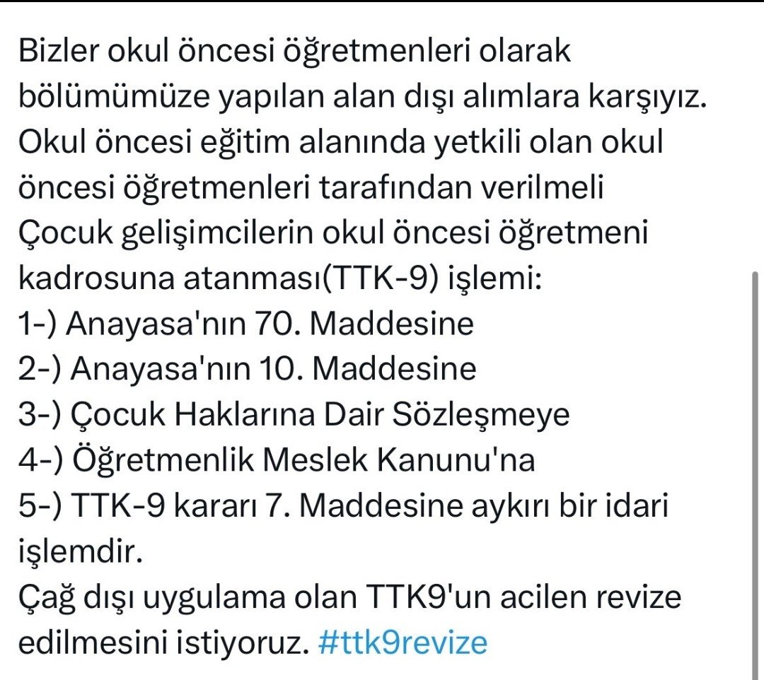 iyihiss's tweet photo. @edipuzen Okul öncesi eğitimi, bir çocuğun hayatındaki en kritik dönemeç; bireyin ve toplumun temelinin atıldığı ilk basamaktır.TTK 9 sayılı karar yeniden değerlendirilmeli, mesleğimizin niteliği ve öğretmenlerimizin emeği göz ardı edilmemelidir.#ttk9okuloncesirevize https://t.co/FMixcqgKqS