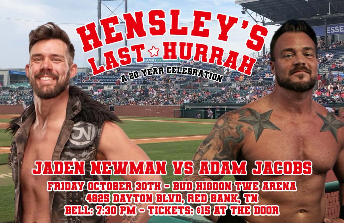 ScottCHensley's tweet photo. ***Match Announcement***

FIRST TIME MATCHUP

A young man on the comeback trail after a serious injury took him out for a year and a skilled veteran of the Scenic City scene will go 1 on 1 for the first time ever!

@Jaden4Real vs #AdamJacobs https://t.co/MAUau7j4CO