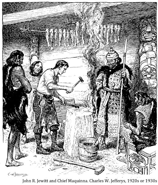 Canada_Unknown's tweet photo. English blacksmith John Rodgers Jewitt sailed to Nootka Sound on the trading ship “Boston” in 1803. The ship was soon attacked by the Nootka, led by Chief Maquinna, killing 25 of the 27-man crew. Jewitt spent 28 months in slavery before being rescued and later wrote a memoir. https://t.co/H4fMc2SFBM