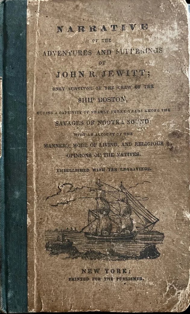 Canada_Unknown's tweet photo. English blacksmith John Rodgers Jewitt sailed to Nootka Sound on the trading ship “Boston” in 1803. The ship was soon attacked by the Nootka, led by Chief Maquinna, killing 25 of the 27-man crew. Jewitt spent 28 months in slavery before being rescued and later wrote a memoir. https://t.co/H4fMc2SFBM
