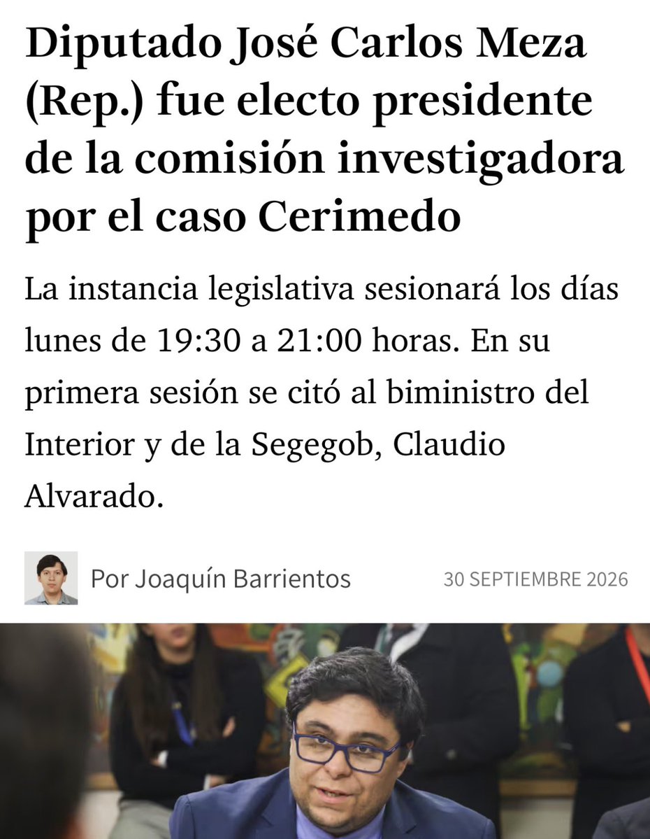 GaelYeomans's tweet photo. Supongo que @JoseMezaPereira renunciará a la Presidencia de la Comisión Investigadora de Cerimedo. https://t.co/nNyLL9k260