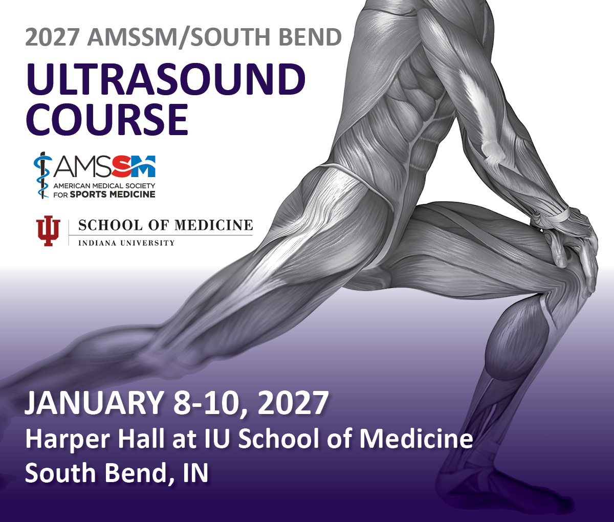 TheAMSSM's tweet photo. 🚨 Registration is now open for the AMSSM/South Bend Sports Ultrasound Course!

📅 January 8-10, 2027
🏢 Harper Hall at IU School of Medicine
📍 South Bend, IN

➡️ Follow the link for complete details, and save your spot today.

🔗 https://t.co/wzClBAvIgc https://t.co/AHjVh5f1nH