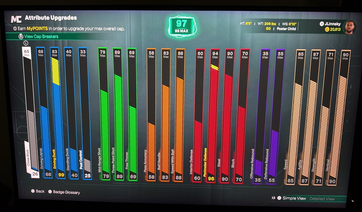 JLinnsky's tweet photo. @NYSportsEnth @nba2kcmty @BestCenterr This is my version, I would say the correct way to make this type of build https://t.co/1DS26z7dzz