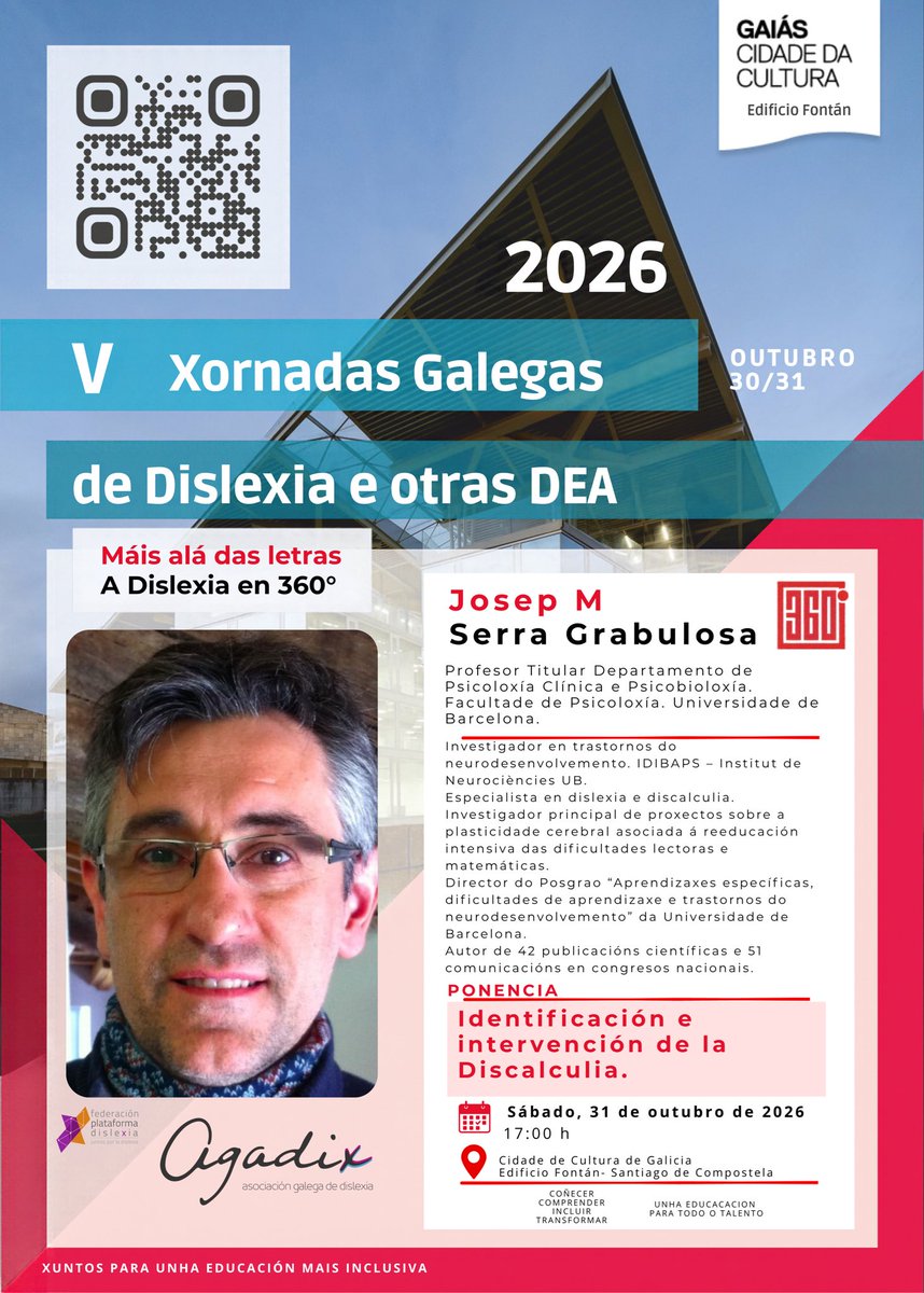 Agadix's tweet photo. Os nosos relatores: Josep M. Serra Grabulosa. IDentificacion é intervención da Discalculia https://t.co/Asu6QjaXoP