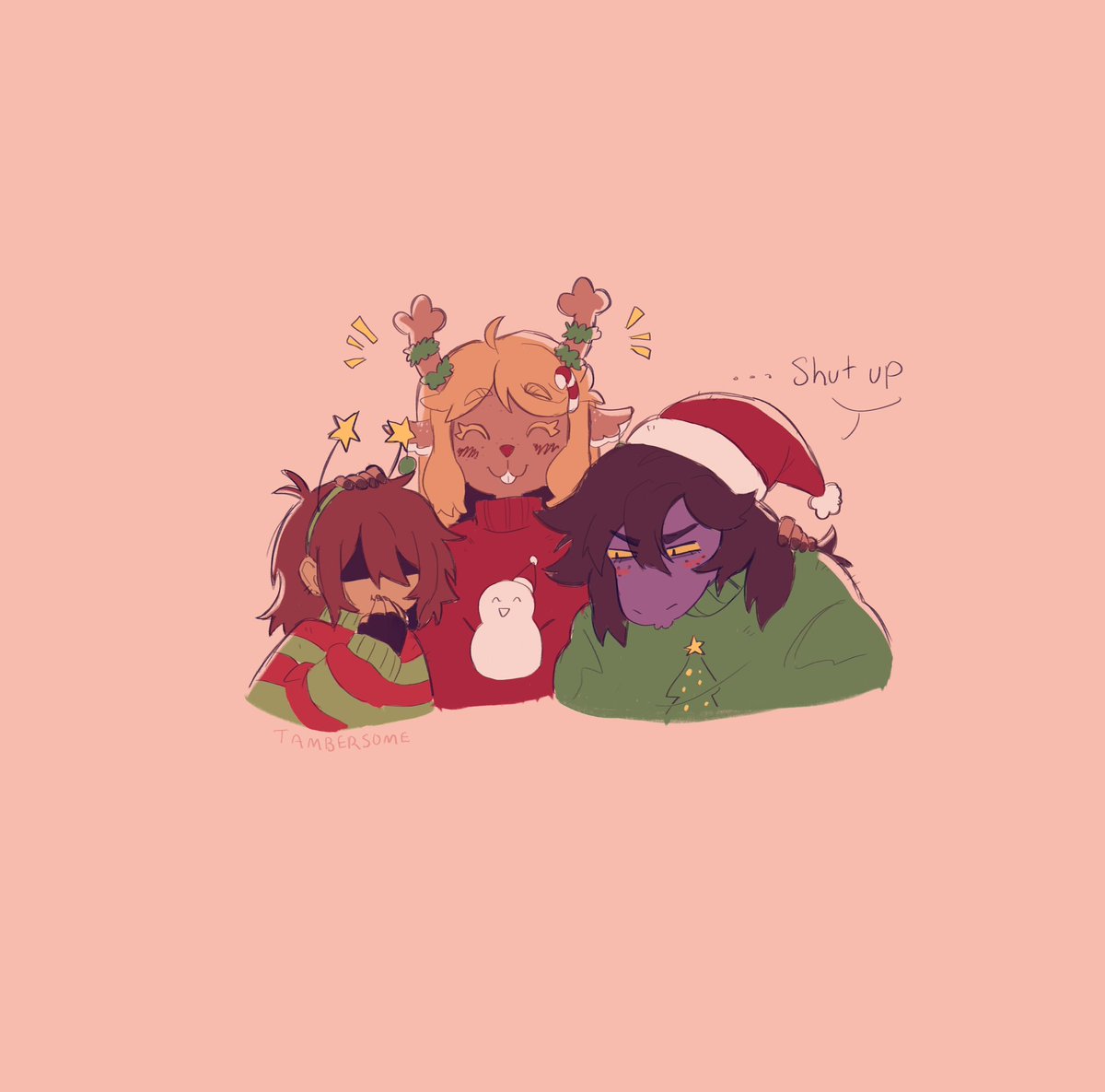 Tambersome's tweet photo. It’s October 1st, that means Christmas is just 2 months away 😀 #deltarune #deltarunefanart https://t.co/dqgOBmGj7z