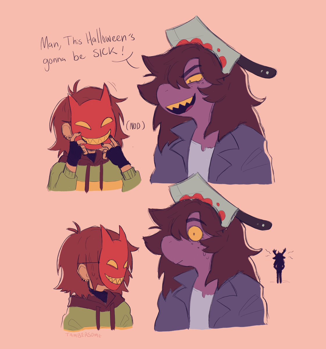 Tambersome's tweet photo. It’s October 1st, that means Christmas is just 2 months away 😀 #deltarune #deltarunefanart https://t.co/dqgOBmGj7z