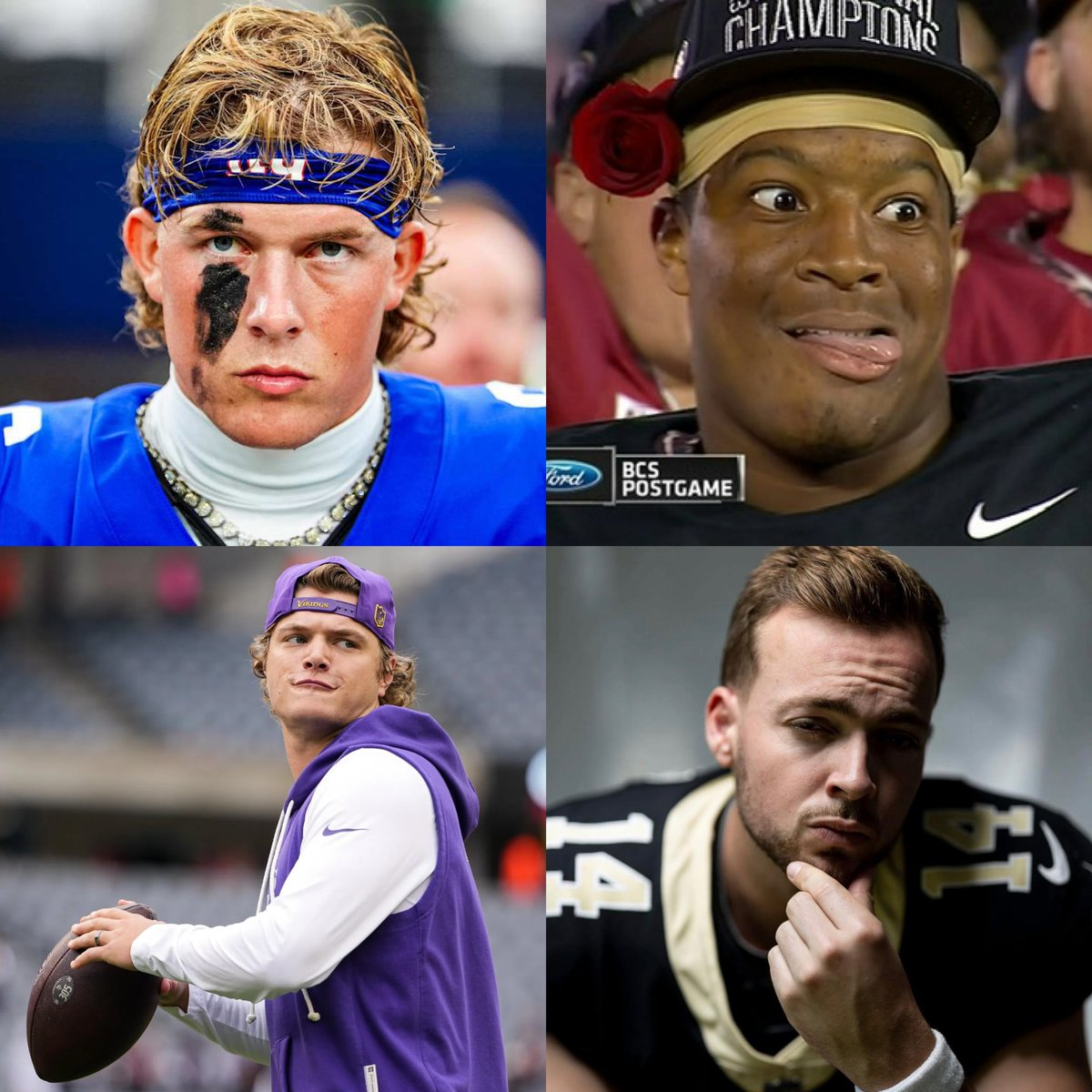 hoopxcenter's tweet photo. The giants have assembled the funniest QB room of all time https://t.co/mDOA9MC6wo