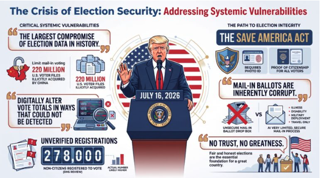 CauseAmerica's tweet photo. 🚨 220 MILLION American voter files reportedly compromised.  

🚨 278,000 noncitizens reportedly identified on federal voter rolls.  

🚨 Serious concerns about electronic voting systems and whether manipulation can be detected through audits.

These are claims backed by documents the public can now review—not something to dismiss with a label or a headline.

Secure elections require transparency, verifiable voter rolls, proof of citizenship, and systems the people can actually inspect. 🇺🇸

https://t.co/weVnSJmj1u 

Read the address and the documents for yourself:  
https://t.co/tgWDqWSaBW