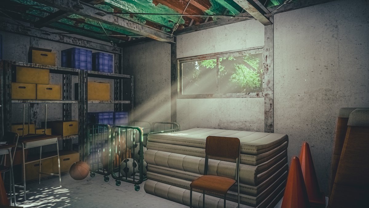 Neomance's tweet photo. A Moment Trapped In A Sports Storage Room
スポーツ用品の保管室に閉じ込められたひととき

World : 夏に手を引かれるがままに
Author : バトルハムスター

#VRChat_world紹介 #Neo写真 https://t.co/Ai2C3uWATH