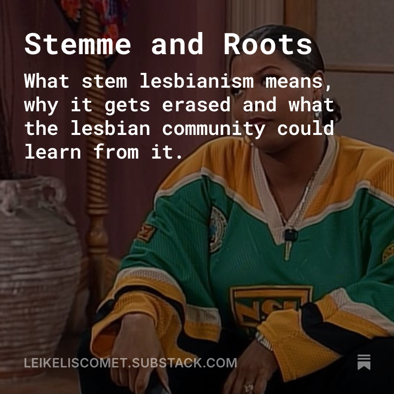 leikeliscomet's tweet photo. New Essay:
Stemme and Roots
A brief history of stem/stemme lesbianism, how the term is treated in modern (online) lesbian communities and what it means to me
https://t.co/yLjtX7ovaz https://t.co/rxB25Rt3oT