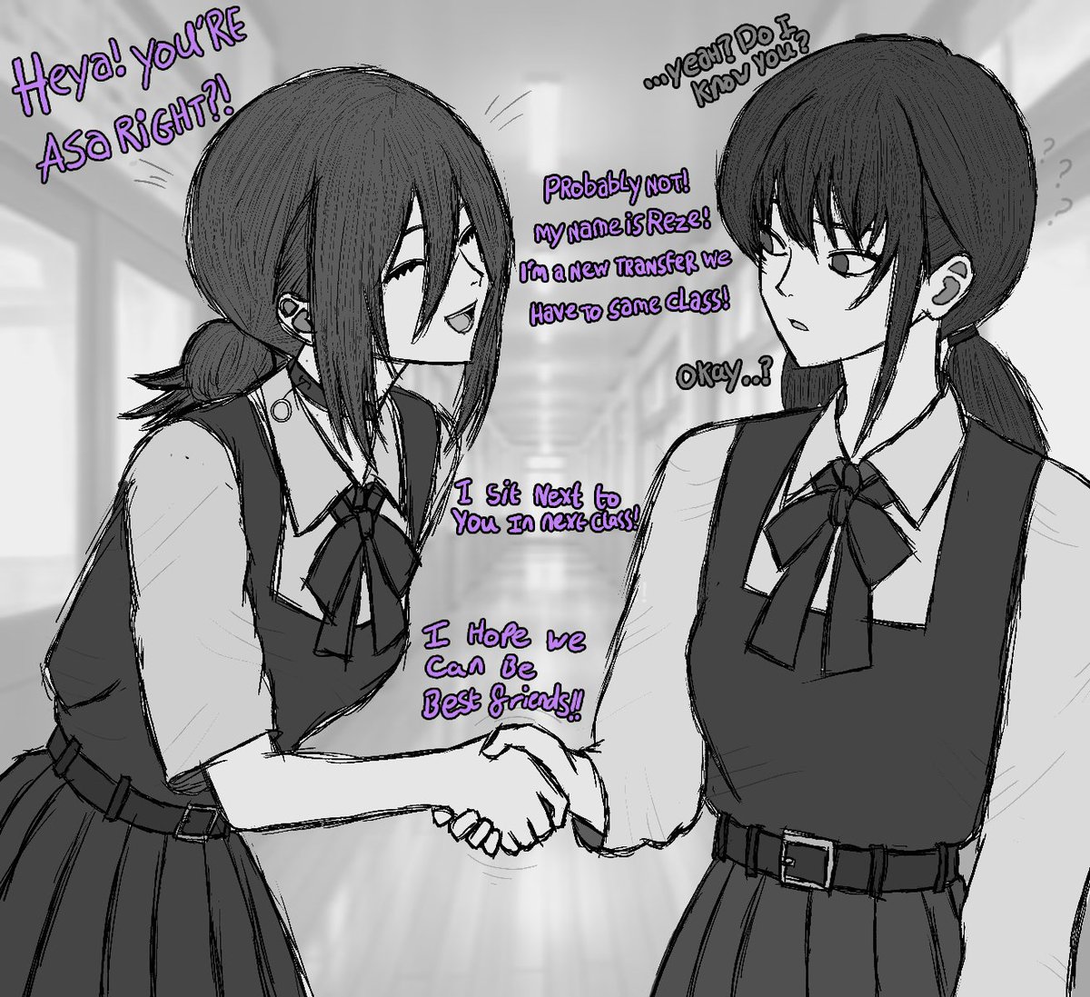 RJudgementKazzy's tweet photo. Asa meeting Reze (slight alt) https://t.co/MUTvPxZuke
