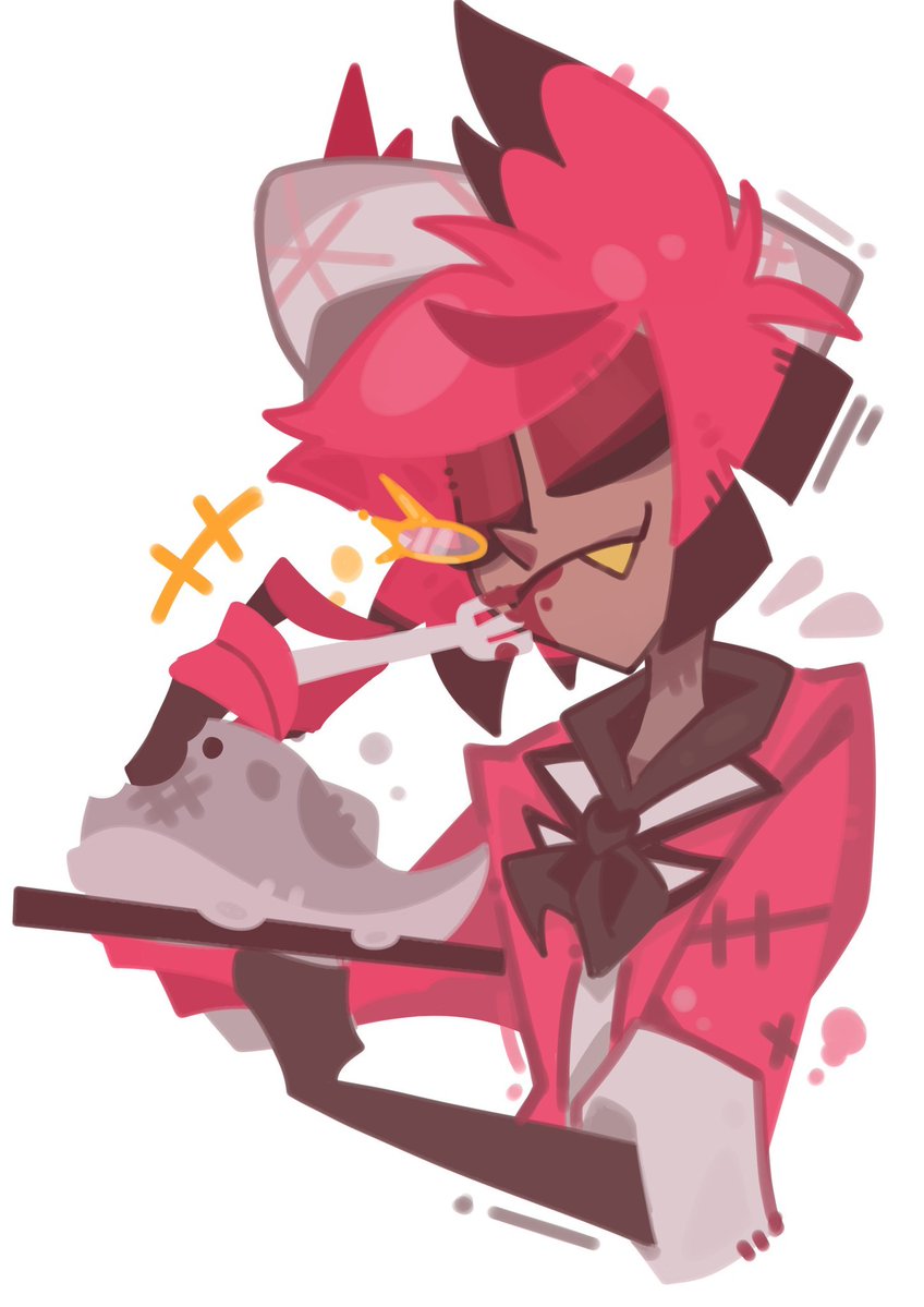 Guatai098's tweet photo. practice a bit....( but eat 🥩🦌
#HazbinhHotel #Alastor https://t.co/mlhCJU988y