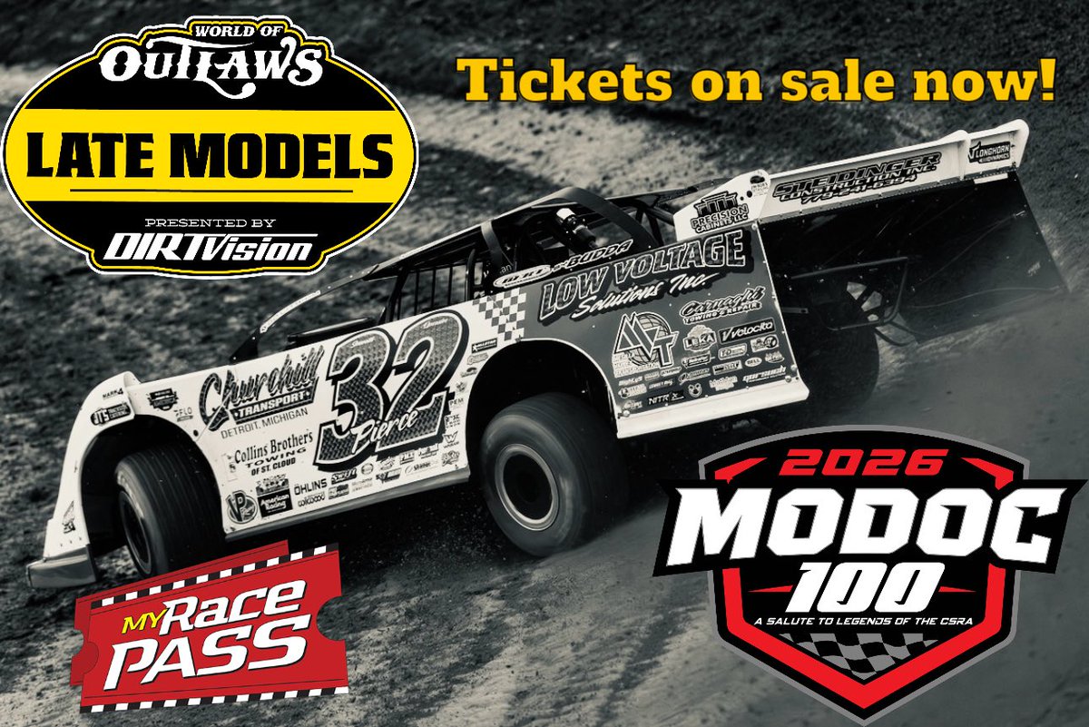 ModocSpeedwaySC's tweet photo. 🚨𝗥𝗘𝗠𝗜𝗡𝗗𝗘𝗥🚨

🏁𝗠𝗼𝗱𝗼𝗰 💯

🎟️ 𝗧𝗜𝗖𝗞𝗘𝗧𝗦 𝗢𝗡 𝗦𝗔𝗟𝗘 NOW!
Go to: @MyRacePass 

@WoOLateModels Oct 23 and 24!

This will include single and two-day passes as well as trackside parking and ATV / golf cart passes  (will require a pit pass purchase) and camping (will require a ticket purchase).