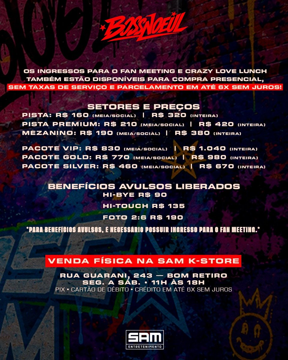 SamEntrete's tweet photo. SÃO PAULO, É COM VOCÊS: BORA FAZER O FAN MEETING ACONTECER?

Novidades:
✨ Benefícios avulsos: Hi-Bye, Hi-Touch e Foto 2:6
✨ Hi-Bye com photocard exclusivo
📍 Ponto de venda físico sem taxa de serviço + parcelamento em até 6x sem juros, na SAM K-STORE

▶️ https://t.co/LAz5OIKuzm https://t.co/sWjverJ0zE