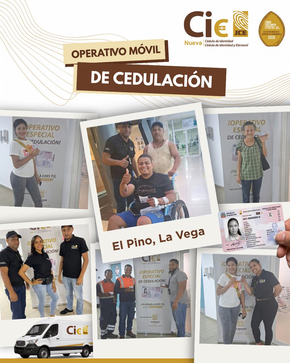 juntacentral's tweet photo. Los operativos móviles de Los Pinos, La Vega, y Hatillo, San Cristóbal, continúan llevando la renovación más cerca de sus comunidades. ¡Gracias a quienes ya se acercaron y realizaron su proceso!

📚 Y si estás en Santo Domingo, recuerda que seguimos en la Feria Internacional del Libro hasta el 4 de octubre.

¡Aprovecha, acércate y renueva tu cédula! No importa la fecha de tu cumpleaños.

Tu cédula eres tú, porque tu identidad es única.

#NuevaCedulaRD #FILSD2026