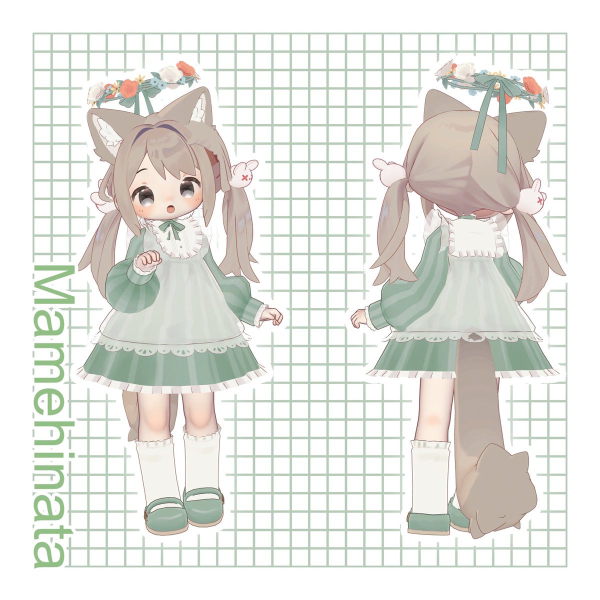 pataheart_vrc's tweet photo. 撮影モデルさせていただいてる「ふんわりエプロンワンピ」が10/2に販売開始されます！

優しい色合いのワンピースと花冠がとてもかわいい！
販売をお楽しみに～！
#最寄駅の販売所 #PR https://t.co/4CYcs58jUk