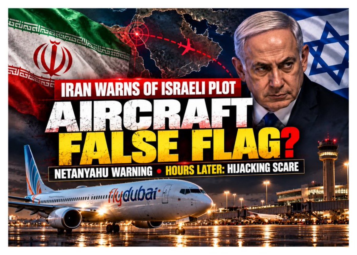 drhossamsamy65's tweet photo. ⛔️WARNING ⛔️ Iran Warns of Aircraft FALSE FLAG as Israel Raises “9/11” Fears After Failed HIJACKING‼️

⛔️Iranian intelligence reportedly warns Israel intends to stage an attack involving AIRCRAFT or airports, blame Iran, and use it to build international pressure.‼️

⛔️This comes as Israel reports also say the Omani Pilot wanted to CRASH the plane into a Tower in Israel ‼️