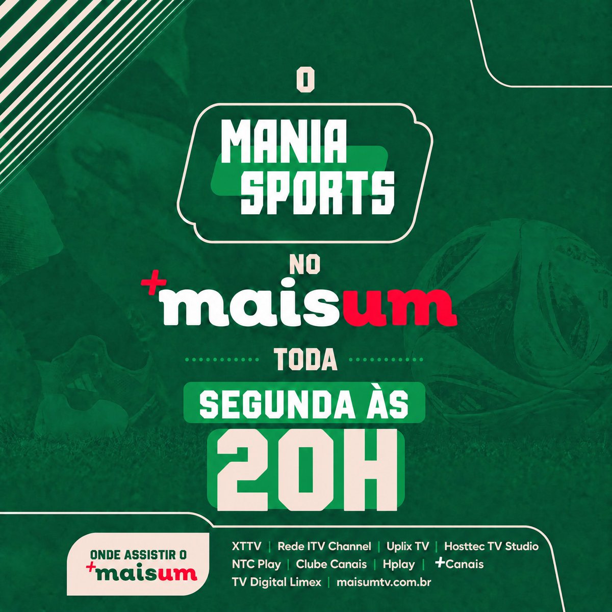 maisum1tv's tweet photo. Toda segunda feira às 20h tem Mania Sports aqui no +MaisUm. Não percam! https://t.co/sYjfyztQSs