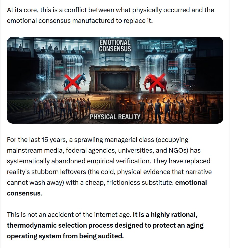 TruthXVector's tweet photo. Here is what I think happened. This is the last post that blew up (quoted). I bet this got spammed with reports. Then your system auto-flagged based on the emotional consensus, not on the truth of the post. 

I write about that! You would love. 

If you could fix your algorithm, please? 🙏 Remember, truth-seeking is truth-seeking.
https://t.co/9Ps6GMQmtY

@nikitabier
@Premium
@Safety
@Support