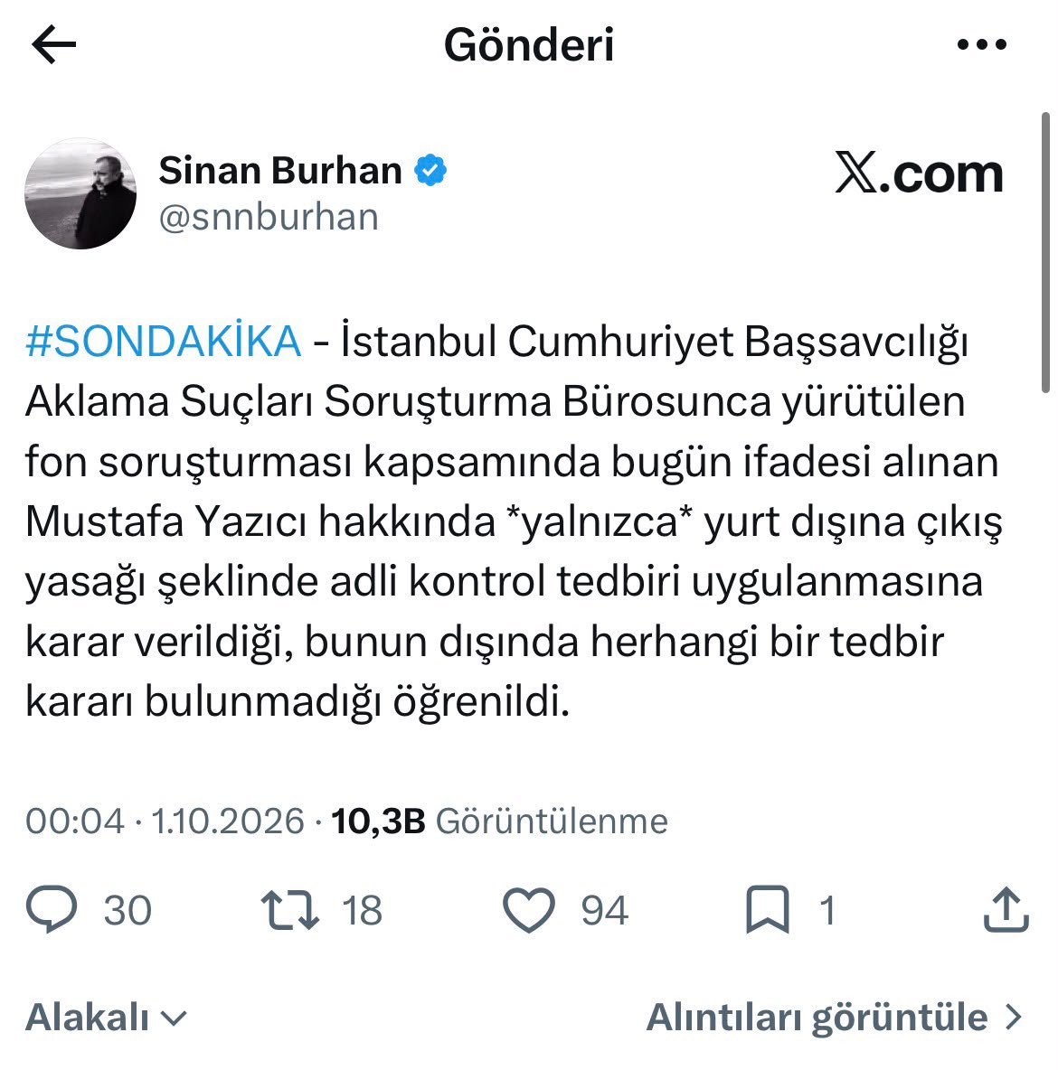 ahmetsahmets's tweet photo. Hayati Yazıcı’nın oğlu Mustafa Yazıcı’nın mal varlığına tedbir uygulandığı ortaya çıktıktan sonra oluşan panik havası hata yaptırmaya devam ediyor. Önce öyle bir tedbir kararı yok diye servis ettiler, sonra da uyguladıkları kararı kaldırdılar. Madem tedbir yoktu neyi kaldırdınız?

İlgili yazının sonunda, “İlgili kurumlar nezdinde mal varlığı ve para hareketlerine yönelik tedbir uygulanan ve aşağıda isimleri belirtilen kişiler ile ilgili olarak alınan ifadeler ve toplanılan diğer deliller doğrultusunda, söz konusu tedbirlerin ve durdurma kararının kaldırılmasına karar verilmiştir” yazmasına rağmen Adalet Bakanlığı manipülasyon ağına mensup olanlara yalan bilgi içeren “bilgi notu” geçilerek konunun üzeri örtülmeye çalışılıyor.