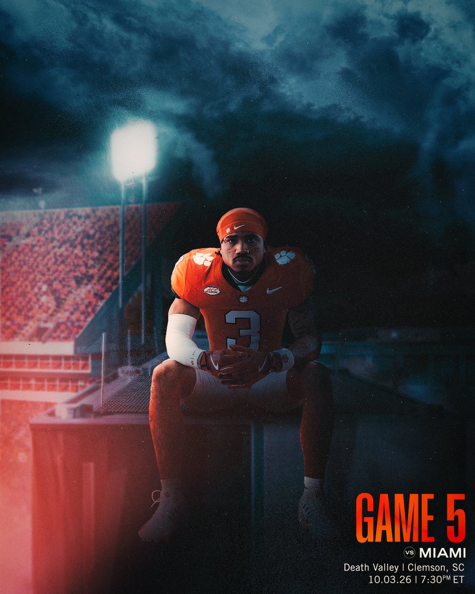 ClemsonFB's tweet photo. Game 5 loading ... ⏰ https://t.co/nNPji3vjfv