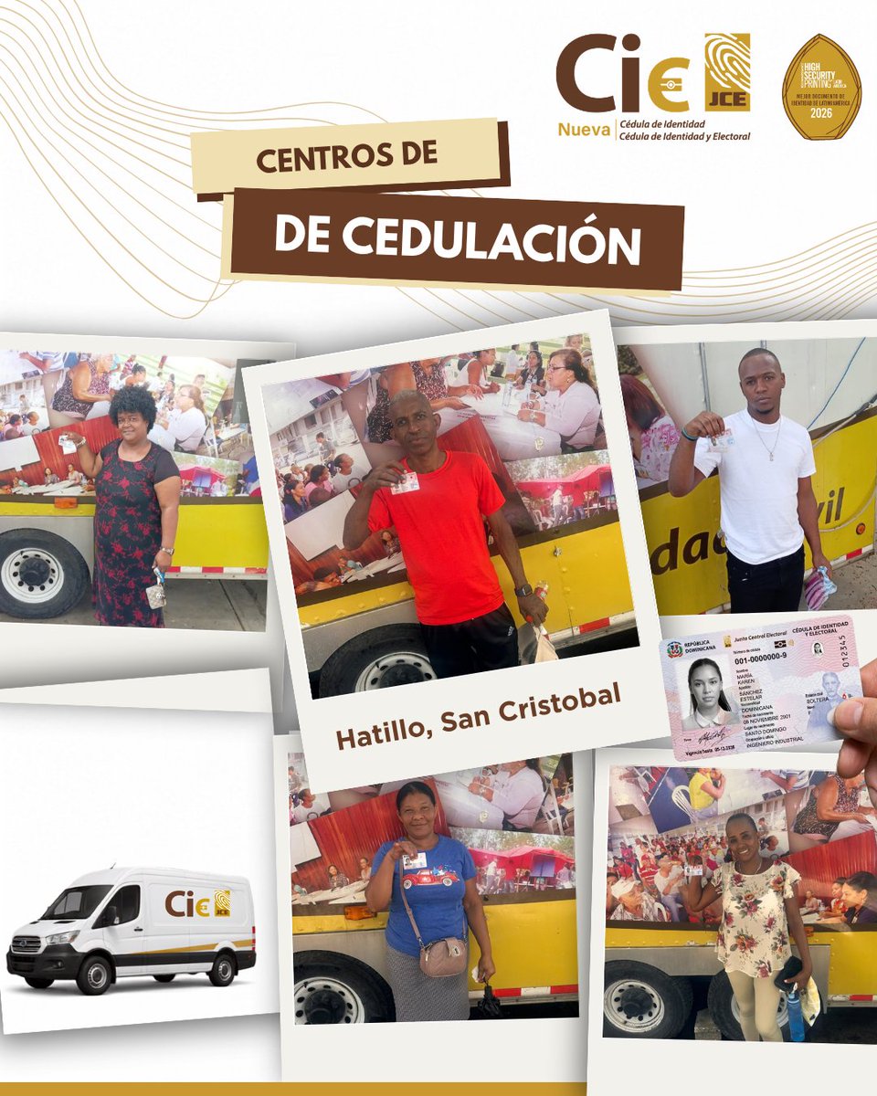 juntacentral's tweet photo. Los operativos móviles de Los Pinos, La Vega, y Hatillo, San Cristóbal, continúan llevando la renovación más cerca de sus comunidades. ¡Gracias a quienes ya se acercaron y realizaron su proceso!

📚 Y si estás en Santo Domingo, recuerda que seguimos en la Feria Internacional del Libro hasta el 4 de octubre.

¡Aprovecha, acércate y renueva tu cédula! No importa la fecha de tu cumpleaños.

Tu cédula eres tú, porque tu identidad es única.

#NuevaCedulaRD #FILSD2026