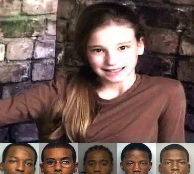 Emmaiid11's tweet photo. Remember Emily Elizabeth Haddock. She was just 12.

Sick with strep throat, she stayed home from school doing a puzzle in her bedroom.

A group of African American men were breaking into homes in the neighborhood, if no one answered, they forced entry and stole everything.

When they reached Emily’s house they found her inside… and shot her once in the mouth and once in the back of the head.

Her grandfather discovered her lifeless body.

The five perpetrators were local African American men from North Carolina. 

Shooter Michael Graham Currie received life without parole. The other four, convicted as accessories after the fact, got prison sentences ranging from roughly 5 to 10 years.

Never forget.