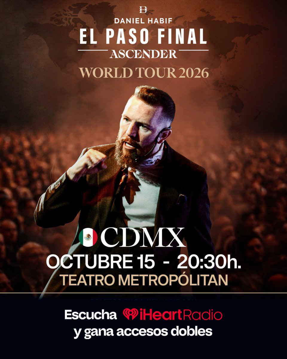 iHeartRadioMx's tweet photo. 🔥🎤 ¡DANIEL HABIF EN VIVO Y TÚ PUEDES ESTAR AHÍ! 🎤🔥

Prepárate para una experiencia llena de inspiración, energía y mensajes que pueden cambiar tu perspectiva. ✨🙌

🎟️ ¡iHeartRadio tiene boletos para ti!

💥 ¿Quieres ganar?

❤️ Participa! https://t.co/Wcf0FBlTz6
🔥 ¡Esta puede ser tu oportunidad de vivir a Daniel Habif en vivo!
⏰ ¡Participa ahora! Los ganadores se anunciarán al correo registrado!

#DanielHabif #iHeartRadio #Boletos #EnVivo #Motivación #Inspiración #Concierto 🎤🔥