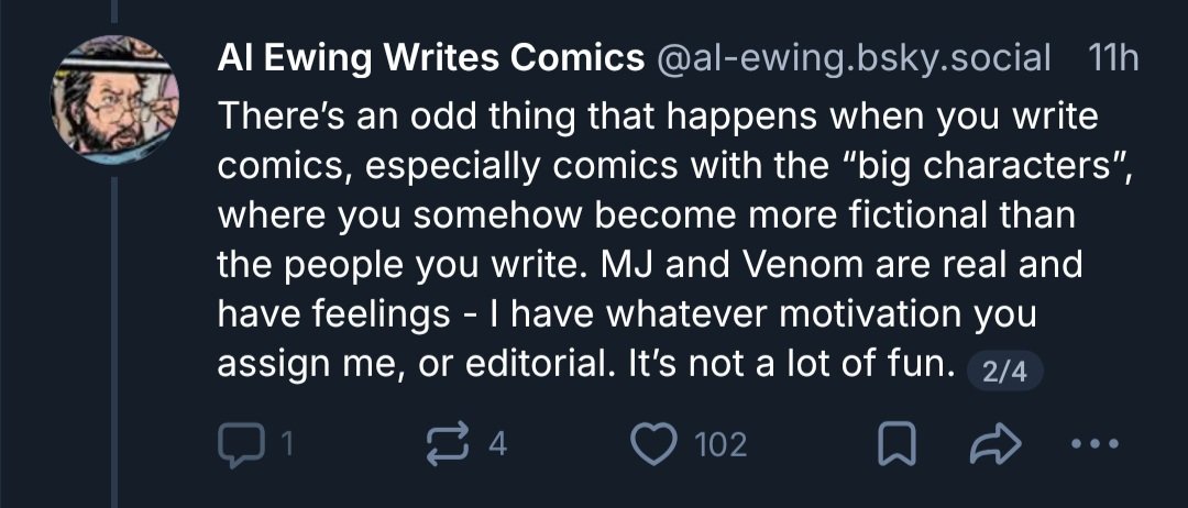 argcomics_'s tweet photo. Have to bring this over cause he is so write as fandom moves further and further into treating media as the journalistic retellings of the lives of real people the writers,editor and others become the fiction the evil forces conspiring over our brave "real heroes" https://t.co/SGrv6VifgB