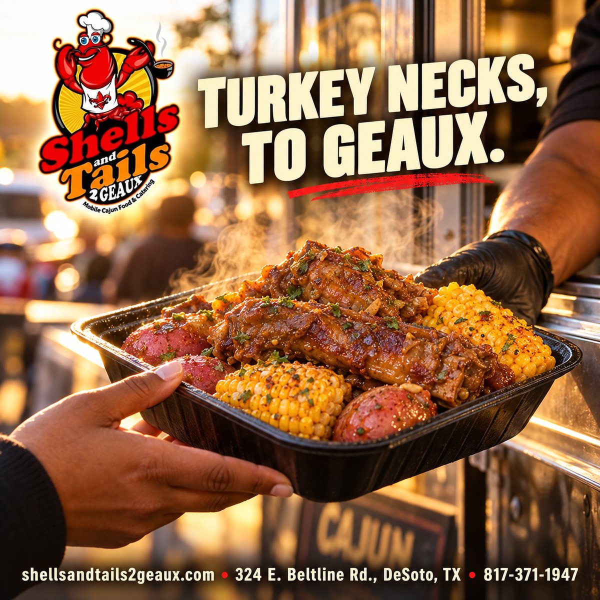 ShellsNTails2Go's tweet photo. TURKEY NECKS, TO GEAUX. π¦π₯π¦
Pull up to the truck or order online to get yours fast and hot! π²π₯
π 324 E. Beltline Rd., DeSoto, TX
π 817-371-1947
π https://t.co/dekY8vB9IV
#ShellsAndTails2Geaux #TurkeyNecksToGeaux #TurkeyNecks #CajunTurkeyNecks #CajunFlavor https://t.co/KO6KfVf6BA