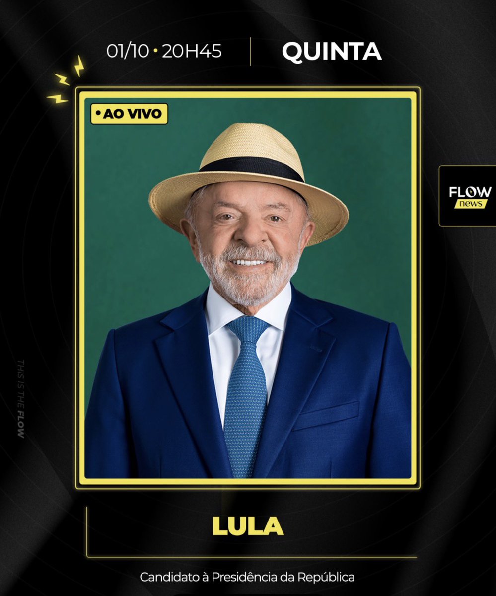 poptime's tweet photo. CRAQUE DO JOGO! Presidente Lula dará entrevista ao Flow Podcast na quinta-feira, no mesmo horário do debate do primeiro turno entre os candidatos ao Jornal Nacional. https://t.co/2PgmlLvZPR
