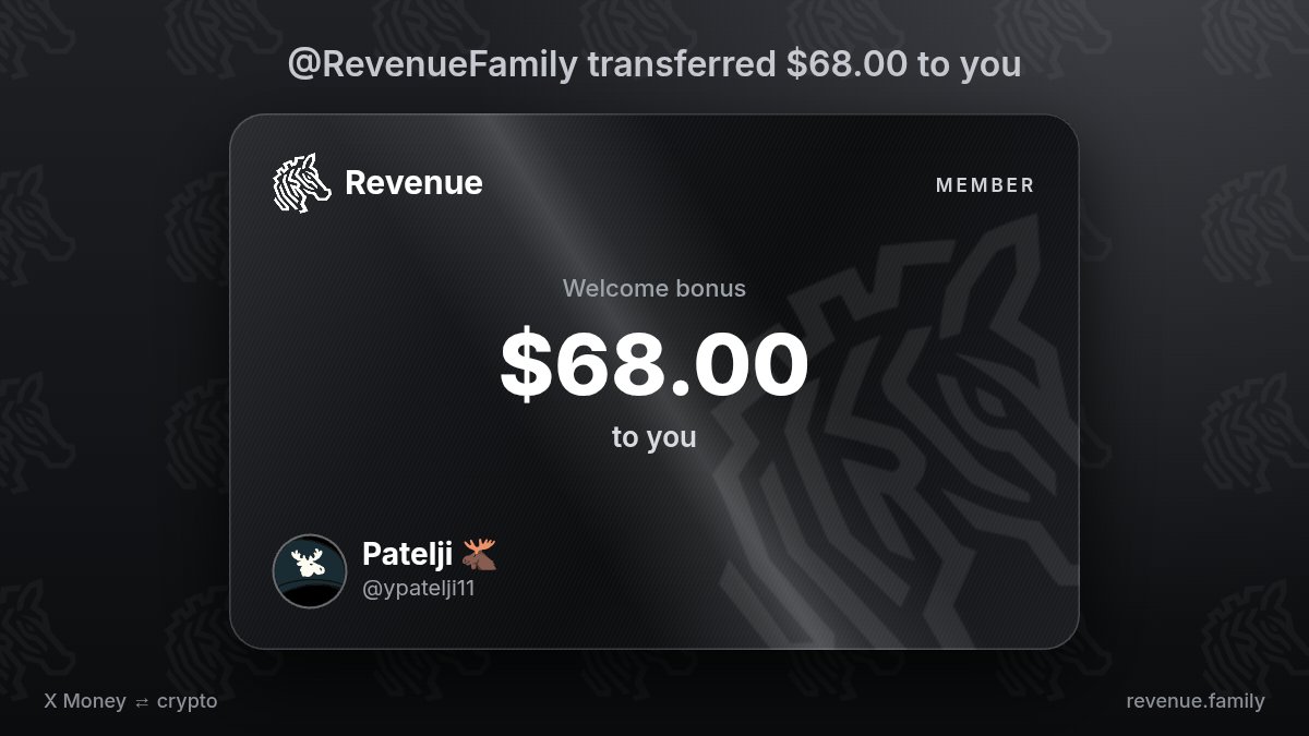 ypatelji11's tweet photo. @RevenueFamily I am thanking @RevenueFamily for $68.00 https://t.co/Zny7D6Jlba