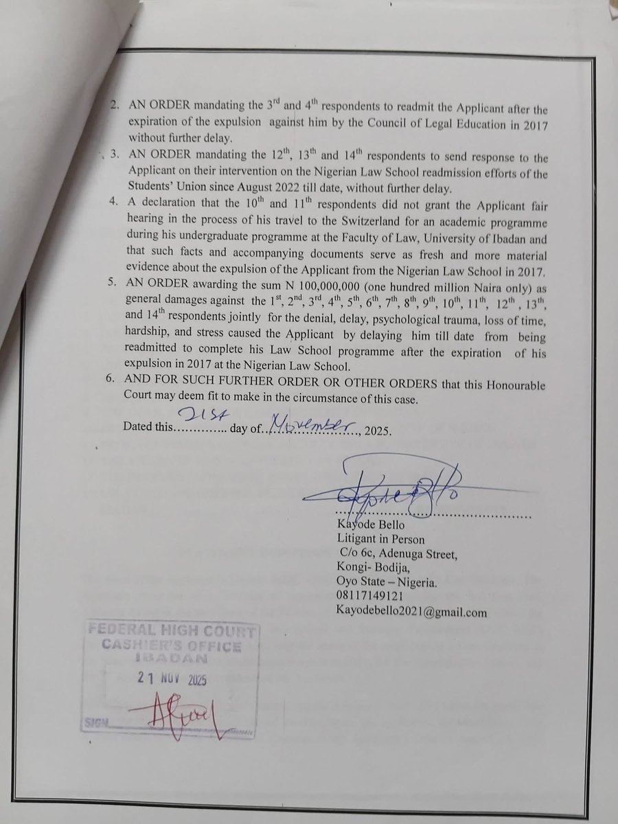 ataweweattorney's tweet photo. The Applicant is a law graduate and not a lawyer yet . He instituted this action in his name and he is representing himself .

Can’t wait to see the end of the case https://t.co/FVadyJOD3Q