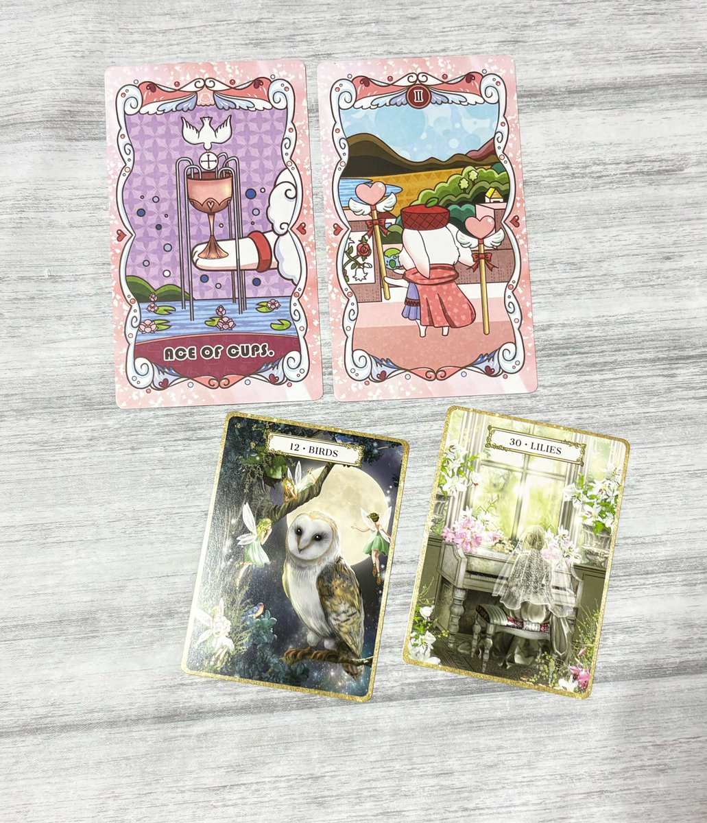 aoacocard's tweet photo. 見た👀時がタイミング✨️
☘ ̖́-今日をHappyにするメッセージ☘ ̖́-

⸜🌷︎⸝‍ 心がふっと喜ぶことを、今日は素直に受け取って🫶🏻︎ ̖́-
小さな「嬉しい」が、Happyを連れてくるよ✨

✤ACE of CUPS.
✤2 of WANDS.
✤ルノルマンカード: 12鳥、30 百合

心がふっと嬉しくなることがあったら
「こんなことで喜んでいいのかな」なんて思わずに、その気持ちをそのまま受け取ってOKだよ。
迷ったら、ひとつに決めなくても大丈夫。
心が動くほうへ、少しずつ𓂃🌿𓈒𓏸

誰かとの何気ない会話の中にも、小さな幸せはそっと隠れているよ🌱⋆｡

☝🏻 ̖́-今日はHappyを探すより、感じたHappyをちゃんと受け取る日だよーーー！！🔥

今日もあなたらしく過ごせますように🌈
応援しています💫

 #見た時がタイミング
 #あなたをHappyにするメッセージ
 #はぴらぶタロット
 #ローレンさんのルノルマンカード
 #幸せ流星群